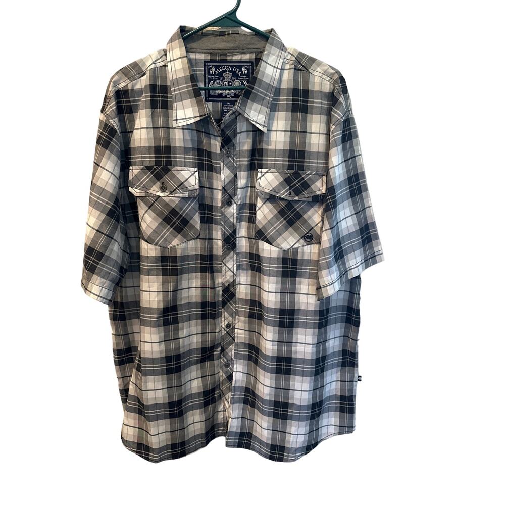 Men’s Mecca USA Plaid Short Sleeved Western Shirt. Size 2XL